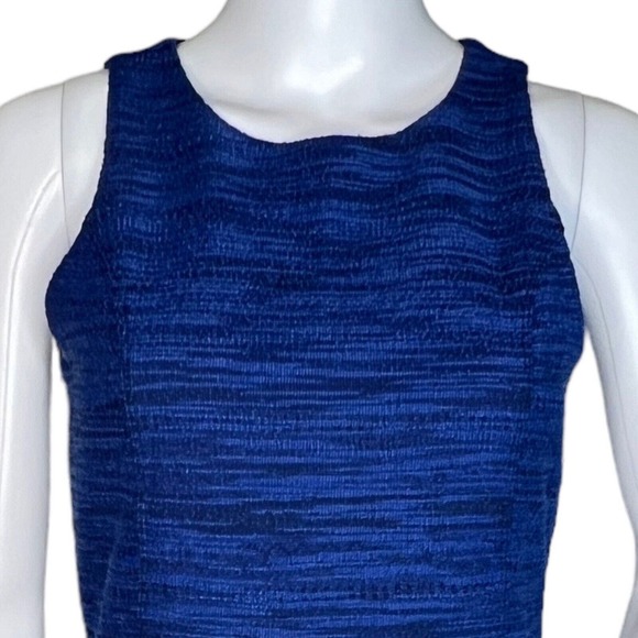 Loft Dress Womens 0 Royal Blue Tweed Textured Fit & Flare Office Workwear Career - Picture 6 of 8